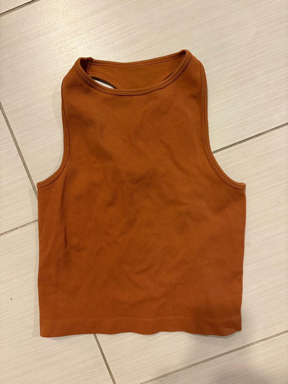 Free People Intimately Stretchy Rust Brown Ribbed Cropped Tank Top